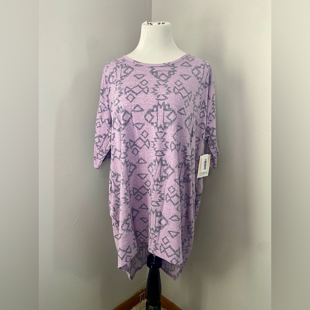 LuLaRoe Irma Tunic Style Top NWT Heather Purple Gray Aztec Southwestern Style - Picture 7 of 7